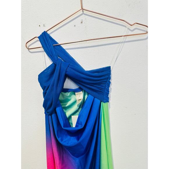 NWT BAOBAB Multicolor Ombre One Shoulder Front Cutout Eliza Maxi Dress Size S - Picture 14 of 16